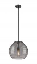  221-1S-BK-G1213-14SM - Athens Deco Swirl - 1 Light - 14 inch - Matte Black - Stem Hung - Pendant