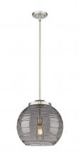  221-1S-SN-G1213-14SM - Athens Deco Swirl - 1 Light - 14 inch - Brushed Satin Nickel - Stem Hung - Pendant