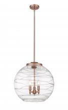  221-3S-AC-G1213-18-LED - Athens Deco Swirl - 3 Light - 18 inch - Antique Copper - Cord hung - Pendant