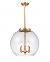  221-3S-SG-G124-16 - Athens - 3 Light - 16 inch - Satin Gold - Cord hung - Pendant