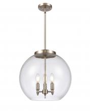  221-3S-SN-G124-16 - Athens - 3 Light - 16 inch - Brushed Satin Nickel - Cord hung - Pendant