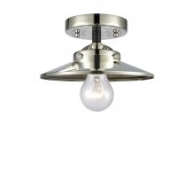  284-1C-BPN-M1-PN - Railroad - 1 Light - 8 inch - Black Polished Nickel - Semi-Flush Mount