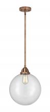  288-1S-AC-G202-12 - Beacon - 1 Light - 12 inch - Antique Copper - Cord hung - Mini Pendant