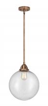  288-1S-AC-G204-12 - Beacon - 1 Light - 12 inch - Antique Copper - Cord hung - Mini Pendant