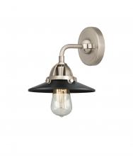  288-1W-SN-M6-BK - Railroad - 1 Light - 8 inch - Brushed Satin Nickel - Sconce