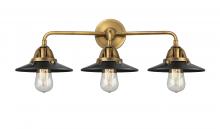  288-3W-BB-M6-BK - Railroad - 3 Light - 26 inch - Brushed Brass - Bath Vanity Light