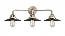  288-3W-SN-M6-BK - Railroad - 3 Light - 26 inch - Brushed Satin Nickel - Bath Vanity Light