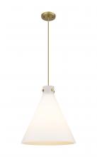  410-1PL-BB-G411-18WH - Newton Cone - 1 Light - 18 inch - Brushed Brass - Cord hung - Pendant