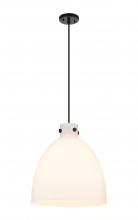  410-1PL-BK-G412-16WH - Newton Bell - 1 Light - 16 inch - Matte Black - Cord hung - Pendant