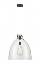  410-1PL-BK-G412-18CL - Newton Bell - 1 Light - 18 inch - Matte Black - Cord hung - Pendant