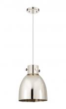  410-1PM-PN-M412-10PN - Newton Bell - 1 Light - 10 inch - Polished Nickel - Cord hung - Pendant