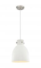  410-1PM-SN-M412-10W - Newton Bell - 1 Light - 10 inch - Satin Nickel - Cord hung - Pendant