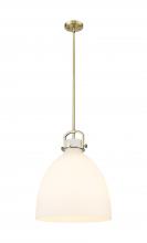  410-1SL-BB-G412-16WH - Newton Bell - 1 Light - 16 inch - Brushed Brass - Pendant