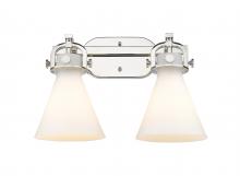 Innovations Lighting 410-2W-PN-G411-7WH - Newton Cone - 2 Light - 17 inch - Polished Nickel - Bath Vanity Light