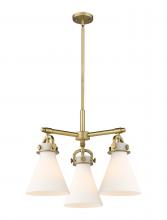  410-3CR-BB-G411-7WH - Newton Cone - 3 Light - 21 inch - Brushed Brass - Pendant