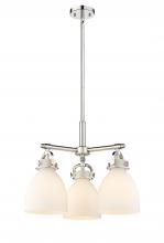  410-3CR-PN-G412-7WH - Newton Bell - 3 Light - 21 inch - Polished Nickel - Pendant