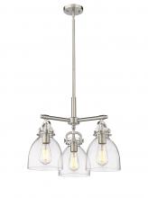  410-3CR-SN-G412-7CL - Newton Bell - 3 Light - 21 inch - Satin Nickel - Pendant