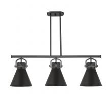  410-3I-BK-M411-10BK - Newton Cone - 3 Light - 42 inch - Matte Black - Island Light