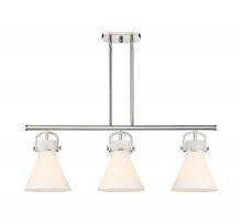  410-3I-PN-G411-10WH - Newton Cone - 3 Light - 42 inch - Polished Nickel - Island Light