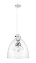  410-3PL-PN-G412-18CL - Newton Bell - 3 Light - 18 inch - Polished Nickel - Cord hung - Pendant