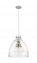  410-3PL-SN-G412-16CL - Newton Bell - 3 Light - 16 inch - Satin Nickel - Cord hung - Pendant