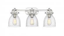  410-3W-PN-G412-7SDY - Newton Bell - 3 Light - 27 inch - Polished Nickel - Bath Vanity Light