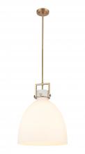  411-1SL-BB-G412-16WH - Newton Bell - 1 Light - 16 inch - Brushed Brass - Pendant