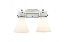  411-2W-SN-G411-7WH - Newton Cone - 2 Light - 17 inch - Brushed Satin Nickel - Bath Vanity Light