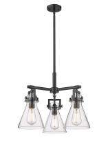  411-3CR-BK-G411-7CL - Newton Cone - 3 Light - 21 inch - Matte Black - Pendant