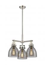  411-3CR-PN-G412-7SM - Newton Bell - 3 Light - 21 inch - Polished Nickel - Pendant