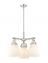  411-3CR-PN-G412-7WH - Newton Bell - 3 Light - 21 inch - Polished Nickel - Pendant