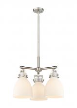  411-3CR-SN-G412-7WH - Newton Bell - 3 Light - 21 inch - Satin Nickel - Pendant