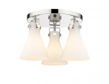  411-3F-PN-G411-7WH - Newton Cone - 3 Light - 18 inch - Polished Nickel - Flush Mount