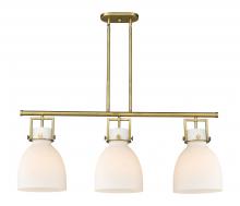  411-3I-BB-G412-10WH - Newton Bell - 3 Light - 42 inch - Brushed Brass - Island Light