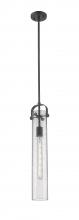  413-1SS-BK-G413-1S-4SDY - Pilaster - 1 Light - 4 inch Glass - Matte Black - Pendant