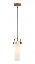  423-1S-BB-G423-12WH - Pilaster II Cylinder - 1 Light - 12 inch Long Glass - Brushed Brass - Pendant