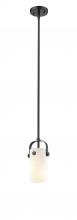  423-1S-BK-G423-7WH - Pilaster II Cylinder - 1 Light - 7 inch Long Glass - Matte Black - Pendant