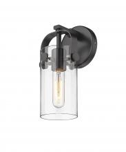  423-1W-BK-G423-7CL - Pilaster II Cylinder - 1 Light - 7 inch Long Glass - Matte Black - Sconce