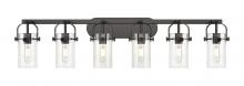  423-6W-BK-G423-7SDY - Pilaster II Cylinder - 6 Light - 44 inch - Matte Black - Bath Vanity Light