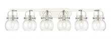  423-6W-PN-G410-6CL - Pilaster II Sphere - 6 Light - 46 inch - Polished Nickel - Bath Vanity Light