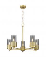  428-5CR-BB-G428-7SM - Bolivar - 5 Light - 25 inch - Brushed Brass - Chain Hung - Chandelier