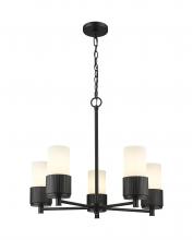  428-5CR-BK-G428-7WH - Bolivar - 5 Light - 25 inch - Matte Black - Chain Hung - Chandelier