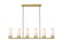  429-6I-BB-G429-8WH - Empire - 6 Light - 44 inch - Brushed Brass - Linear Pendant