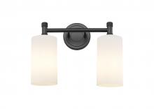  434-2W-BK-G434-7WH - Crown Point - 2 Light - 14 inch - Matte Black - Bath Vanity Light