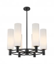  434-6CR-BK-G434-12WH - Crown Point - 6 Light - 24 inch - Matte Black - Chandelier