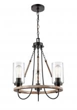  442-3CR-BK-G4422 - Paladin - 3 Light - 19 inch - Matte Black - Chain Hung - Mini Chandelier