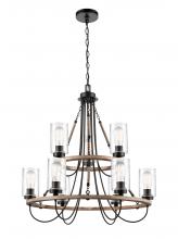 Innovations Lighting 442-9CR-BK-CL - Paladin - 9 Light - 32 inch - Matte Black - Chain Hung - Chandelier