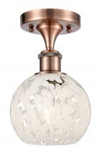  516-1C-AC-G1216-6WM - White Mouchette - 1 Light - 6 inch - Antique Copper - Semi-Flush Mount