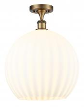  516-1C-BB-G1217-14WV - White Venetian - 1 Light - 14 inch - Brushed Brass - Semi-Flush Mount