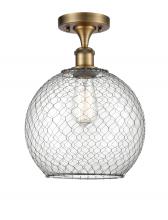  516-1C-BB-G122-10CBK - Farmhouse Chicken Wire - 1 Light - 10 inch - Brushed Brass - Semi-Flush Mount